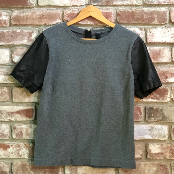 Pre❤️’d-J Crew Leather Sleeve Shirt - Picture 1 of 6